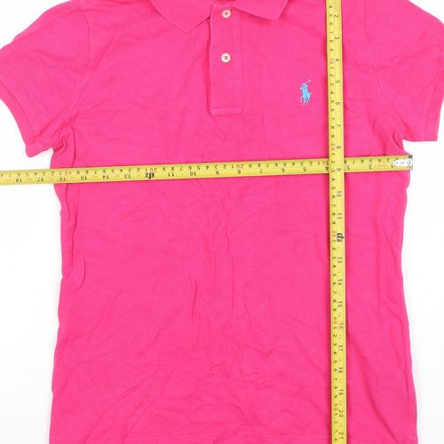 Ralph Lauren Women’s Pink Slim Fit Polo Shirt Size M Short Sleeve