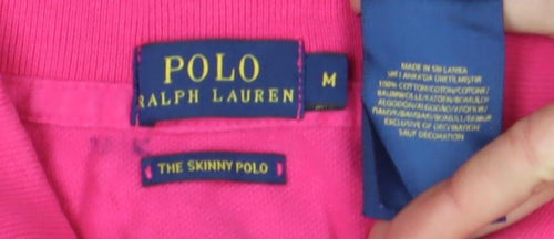 Ralph Lauren Women’s Pink Slim Fit Polo Shirt Size M Short Sleeve
