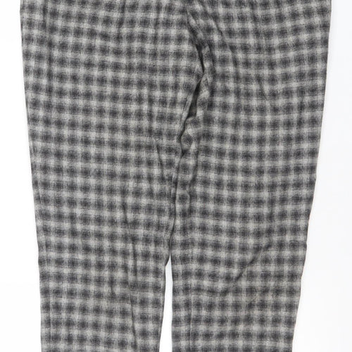More & More Women’s Grey Check Wool Blend Straight Leg Trousers Size 8