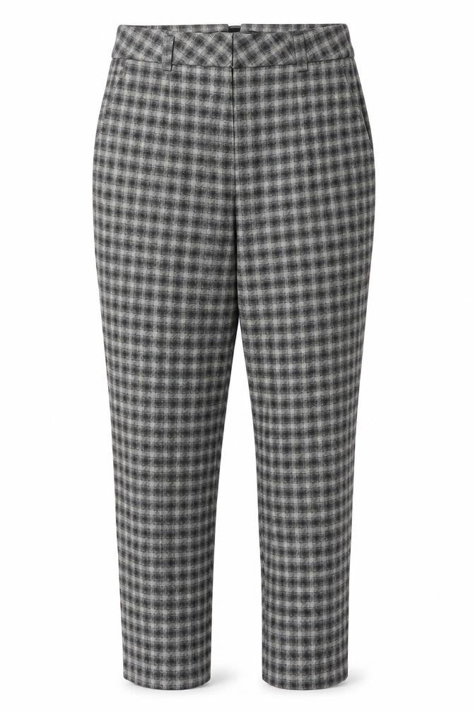 More & More Women’s Grey Check Wool Blend Straight Leg Trousers Size 8