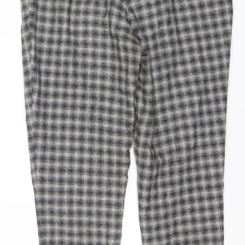 More & More Women’s Grey Check Wool Blend Straight Leg Trousers Size 8