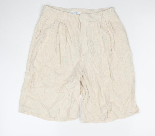 Primark Women’s Beige Linen Blend Bermuda Shorts Size 12