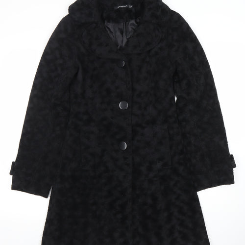 Atmosphere Women's Black Faux Fur Mid-Length Overcoat Size 10