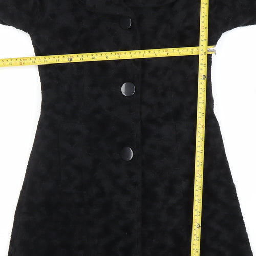 Atmosphere Women's Black Faux Fur Mid-Length Overcoat Size 10