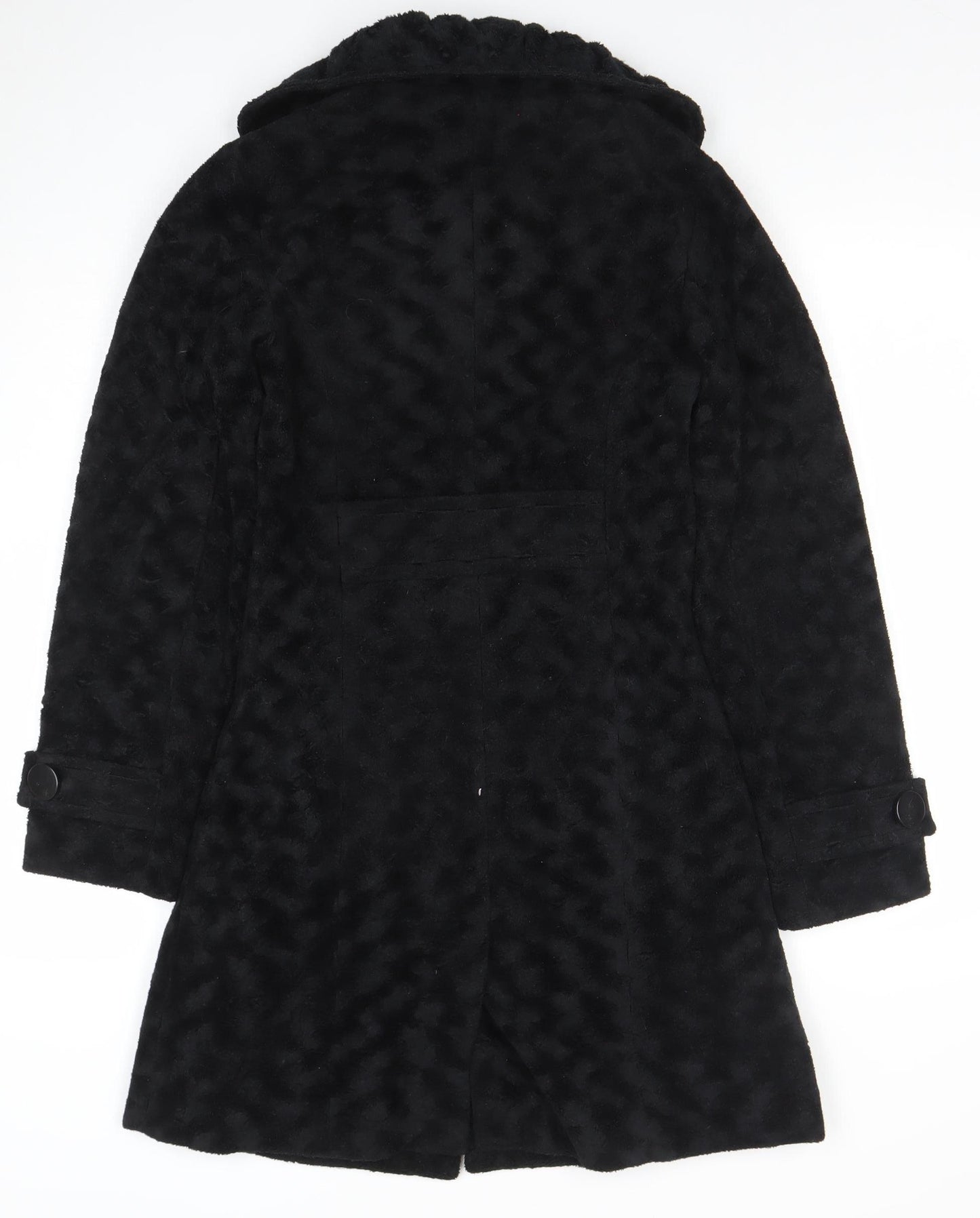 Atmosphere Women's Black Faux Fur Mid-Length Overcoat Size 10