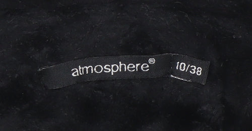 Atmosphere Women's Black Faux Fur Mid-Length Overcoat Size 10