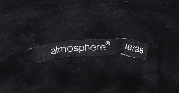 Atmosphere Women's Black Faux Fur Mid-Length Overcoat Size 10