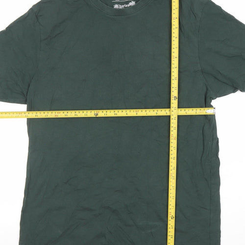 Charles Wilson Men's Green Regular Fit Cotton Crew Neck T-Shirt Size L
