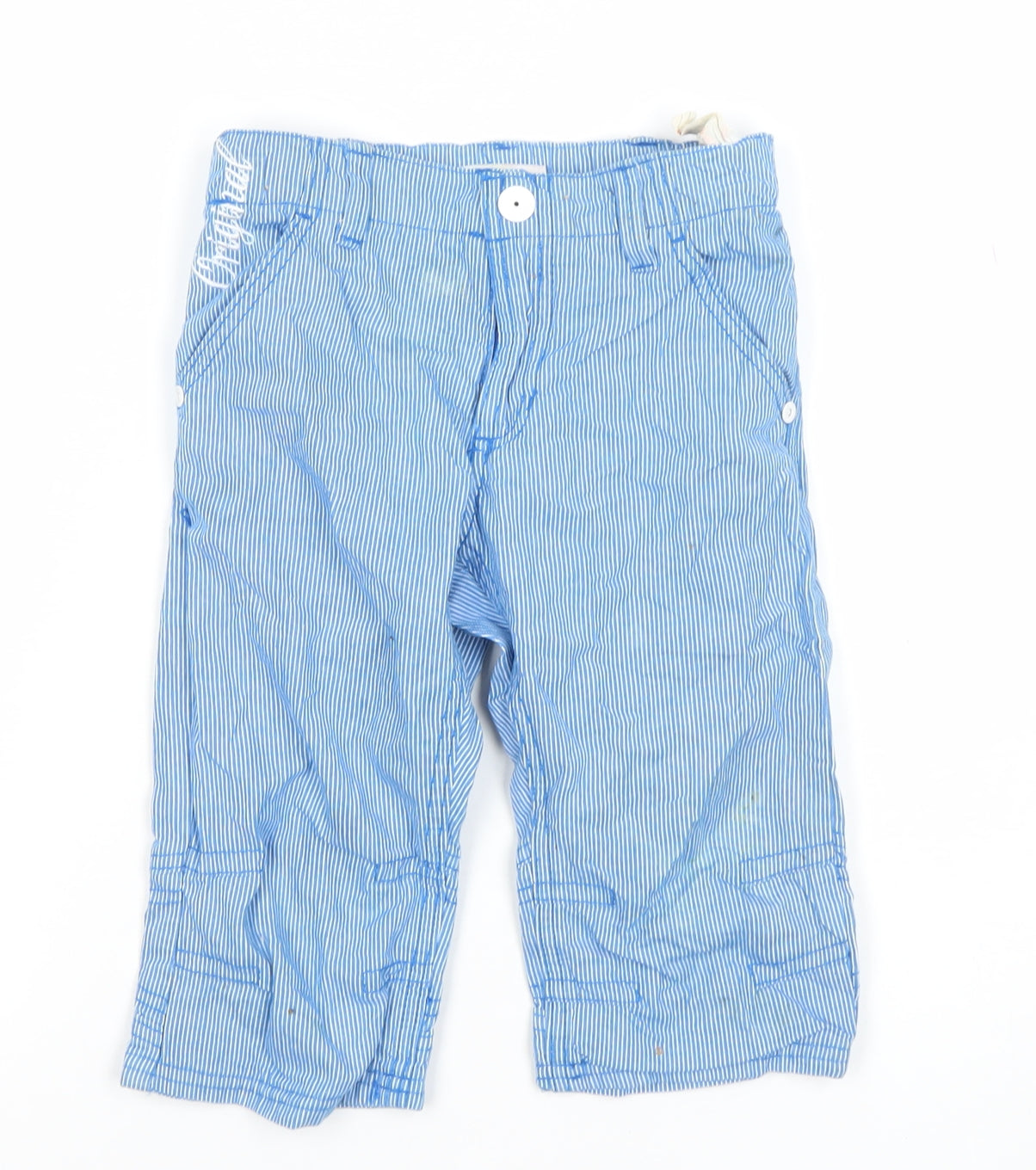 Name It Boys Blue Striped Cargo Trousers 6 Years Adjustable Waist Cotton