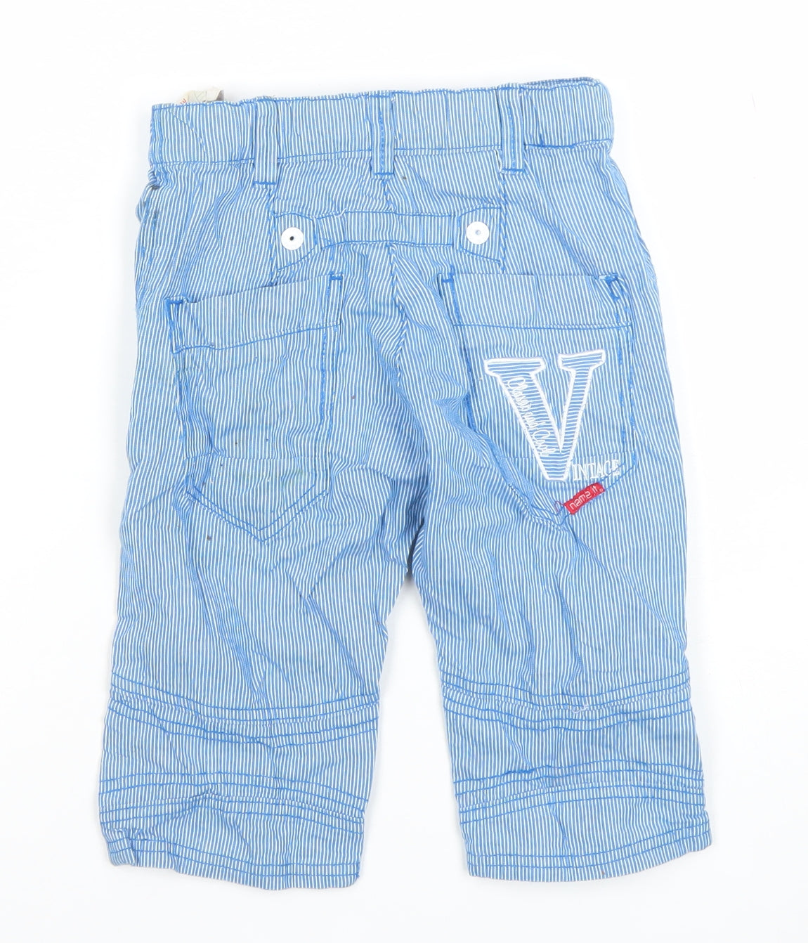 Name It Boys Blue Striped Cargo Trousers 6 Years Adjustable Waist Cotton