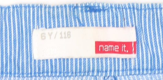 Name It Boys Blue Striped Cargo Trousers 6 Years Adjustable Waist Cotton