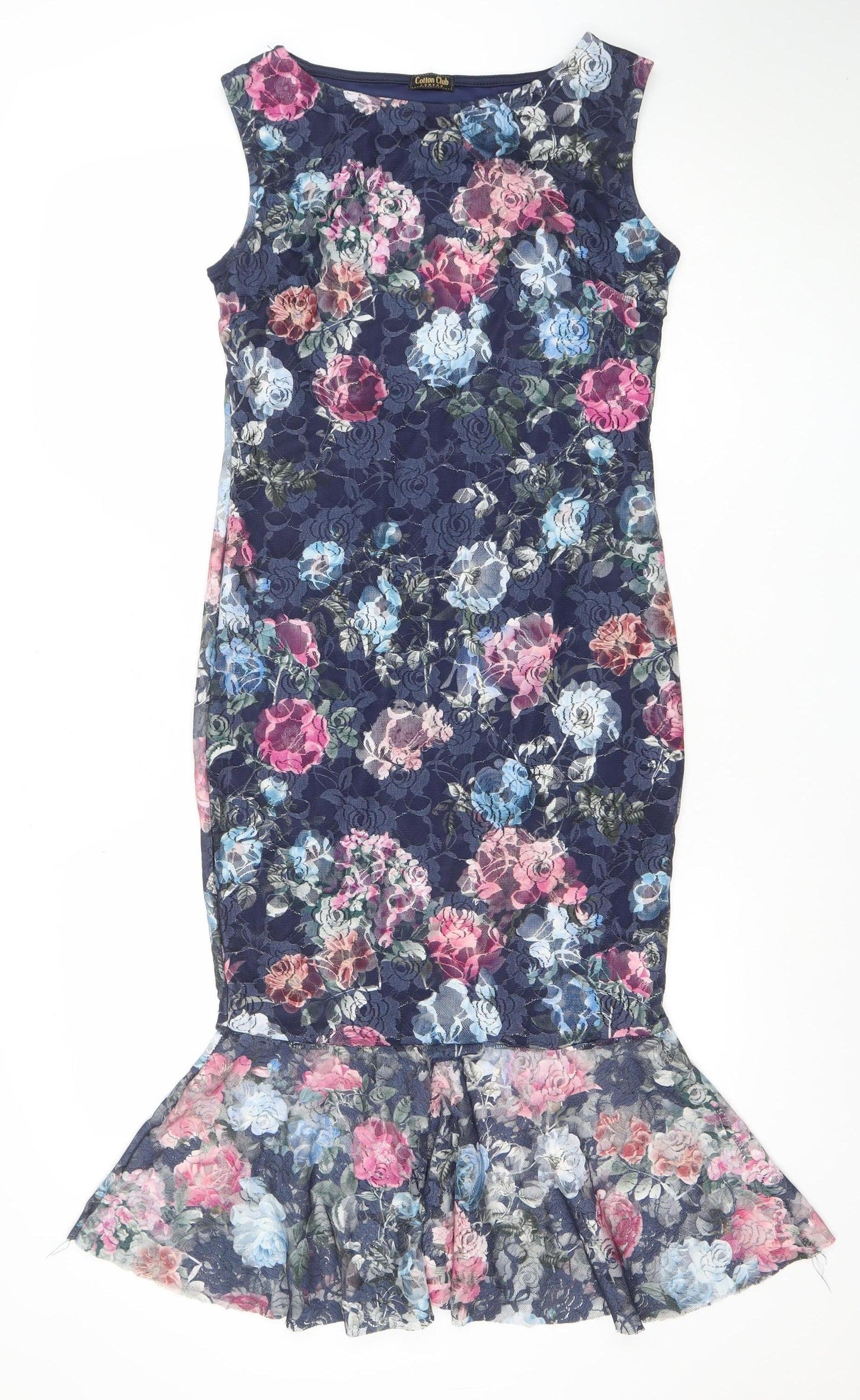 Cotton Club London Women's Multicoloured Floral Mermaid Midi Dress Size 12