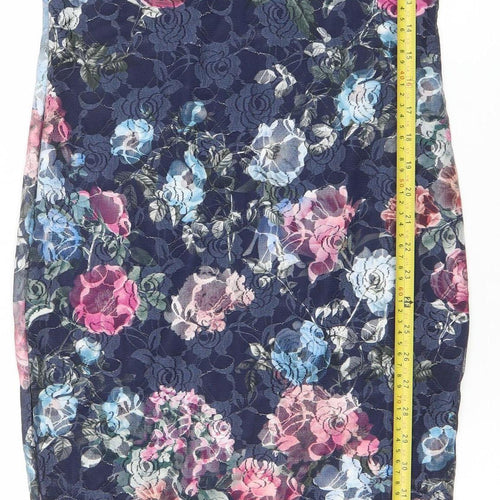 Cotton Club London Women's Multicoloured Floral Mermaid Midi Dress Size 12