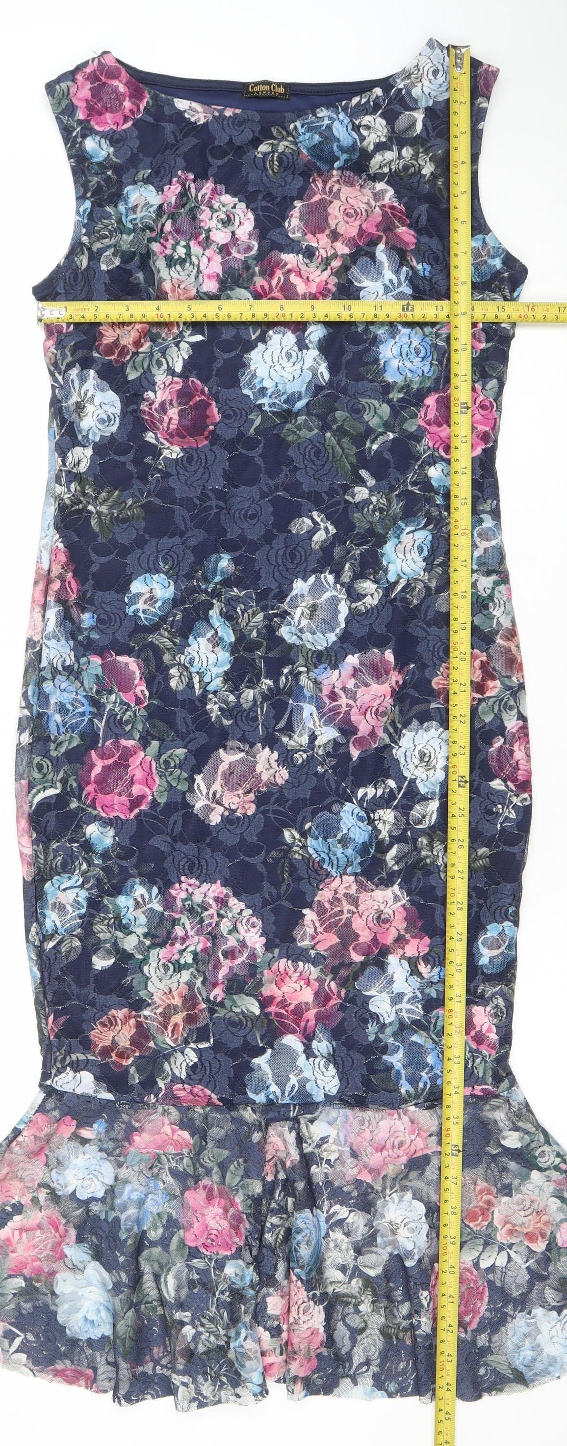 Cotton Club London Women's Multicoloured Floral Mermaid Midi Dress Size 12