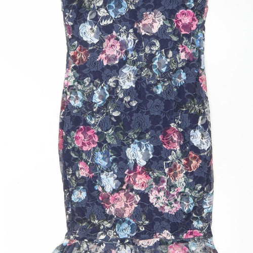 Cotton Club London Women's Multicoloured Floral Mermaid Midi Dress Size 12