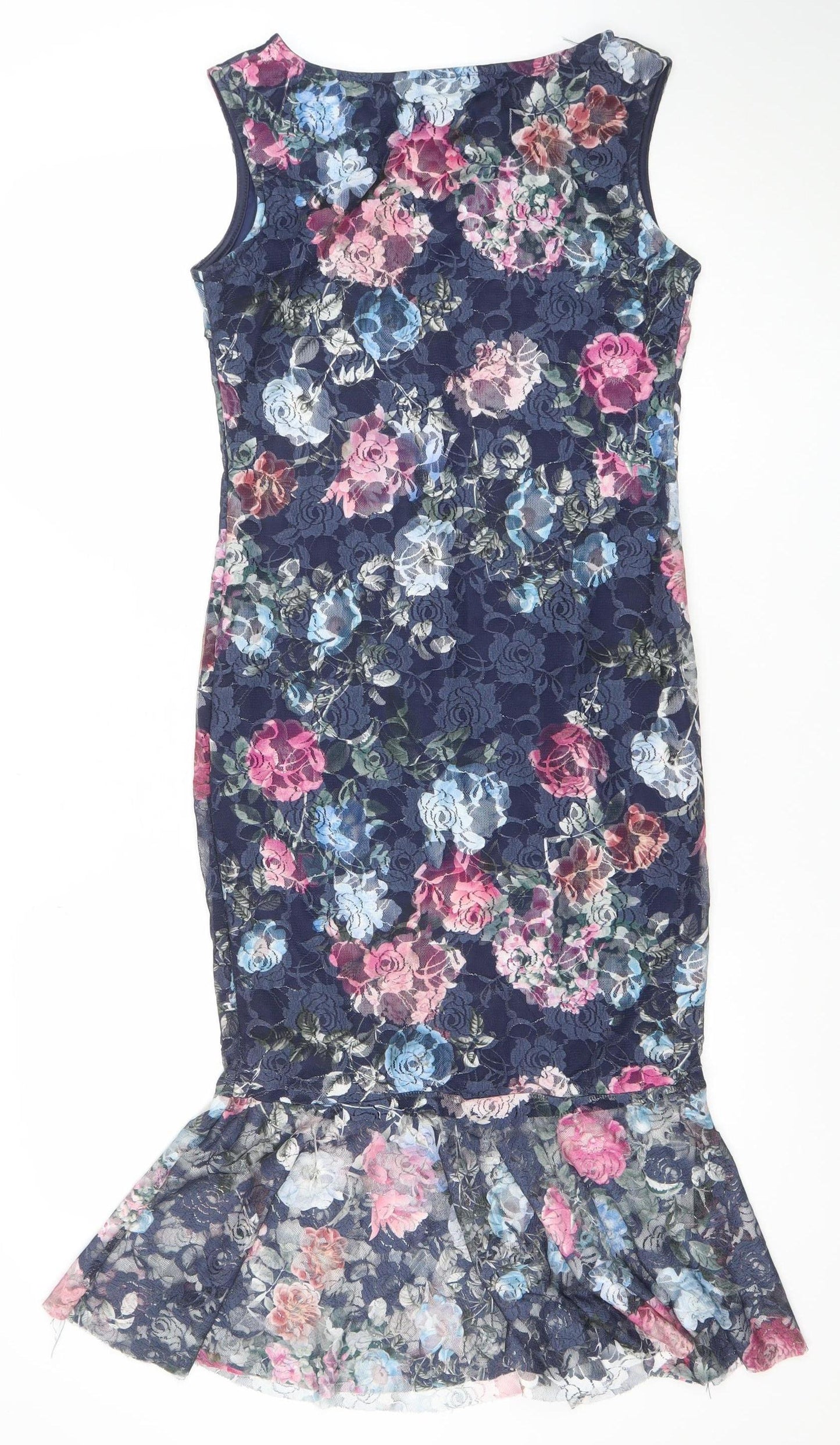 Cotton Club London Women's Multicoloured Floral Mermaid Midi Dress Size 12