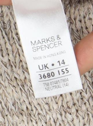 Marks and Spencer Women's Beige Knit V-Neck Cardigan UK14