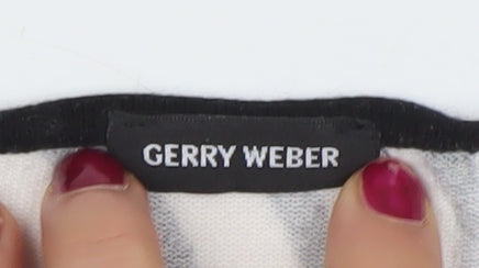 Gerry Weber Women’s Zebra Print 3/4 Sleeve Cotton Top Size 12 Black White