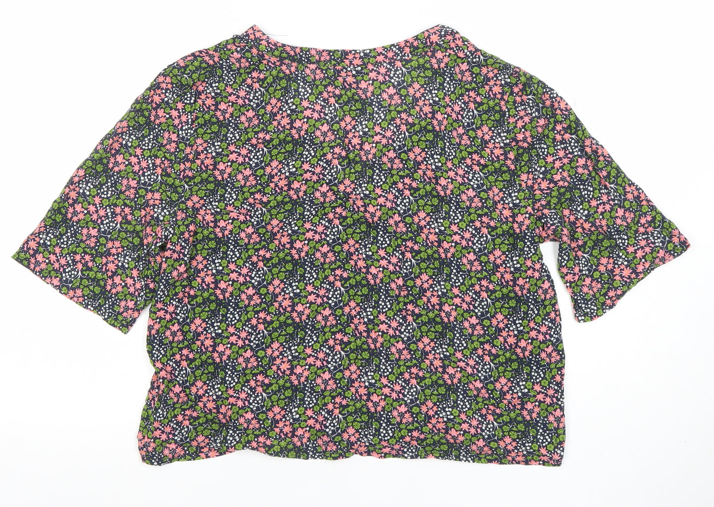 Topshop Women's Multicoloured Floral V-Neck Cropped Blouse Size 10