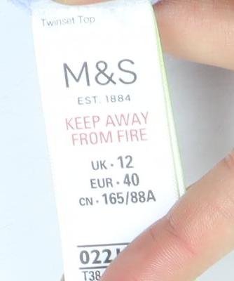 Marks and Spencer Women's Blue Short Sleeve Knit Top Size 12