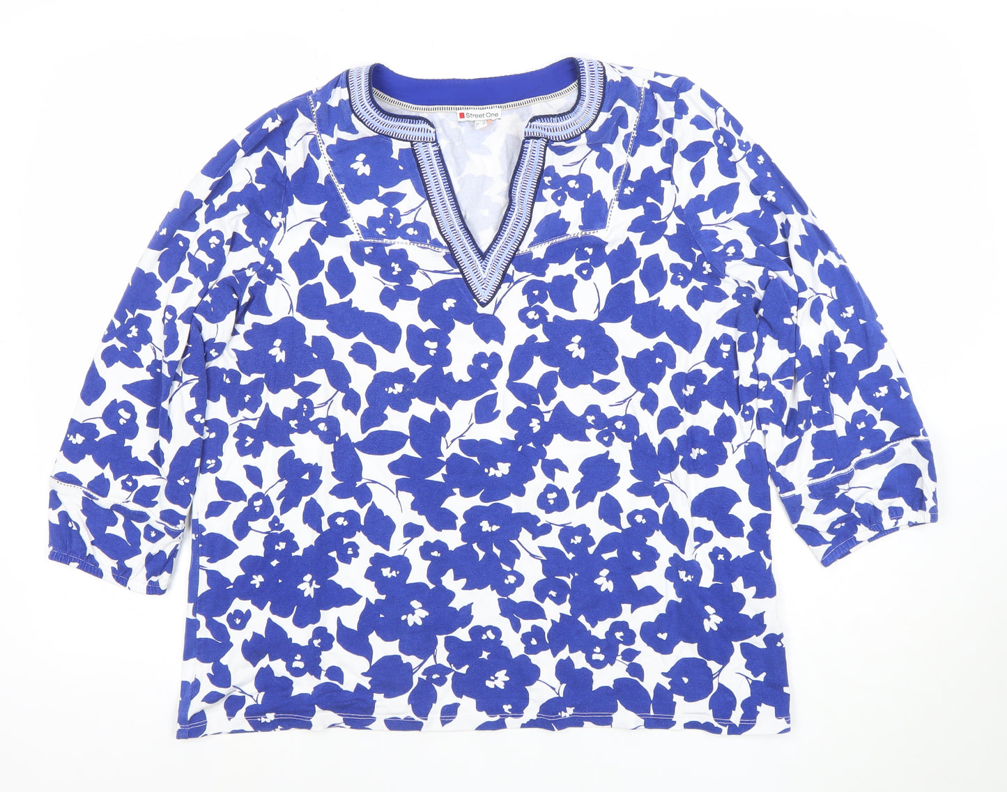 Street One Womens Blue Floral Viscose Tunic Blouse Size 16
