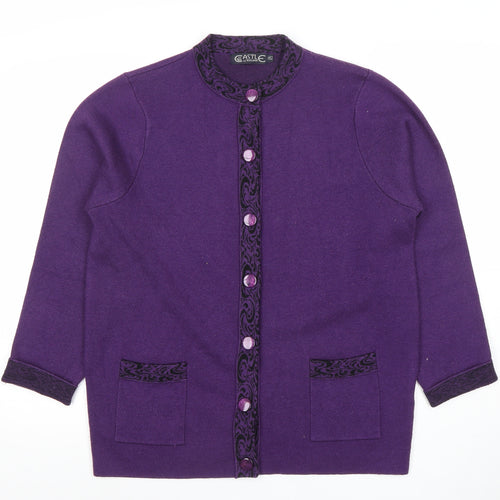 Castle of Ireland Women's Purple Wool Blend Button Cardigan Size L