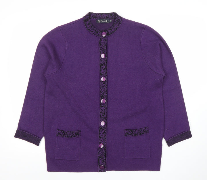 Castle of Ireland Women's Purple Wool Blend Button Cardigan Size L