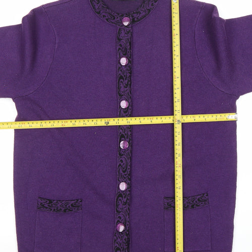 Castle of Ireland Women's Purple Wool Blend Button Cardigan Size L