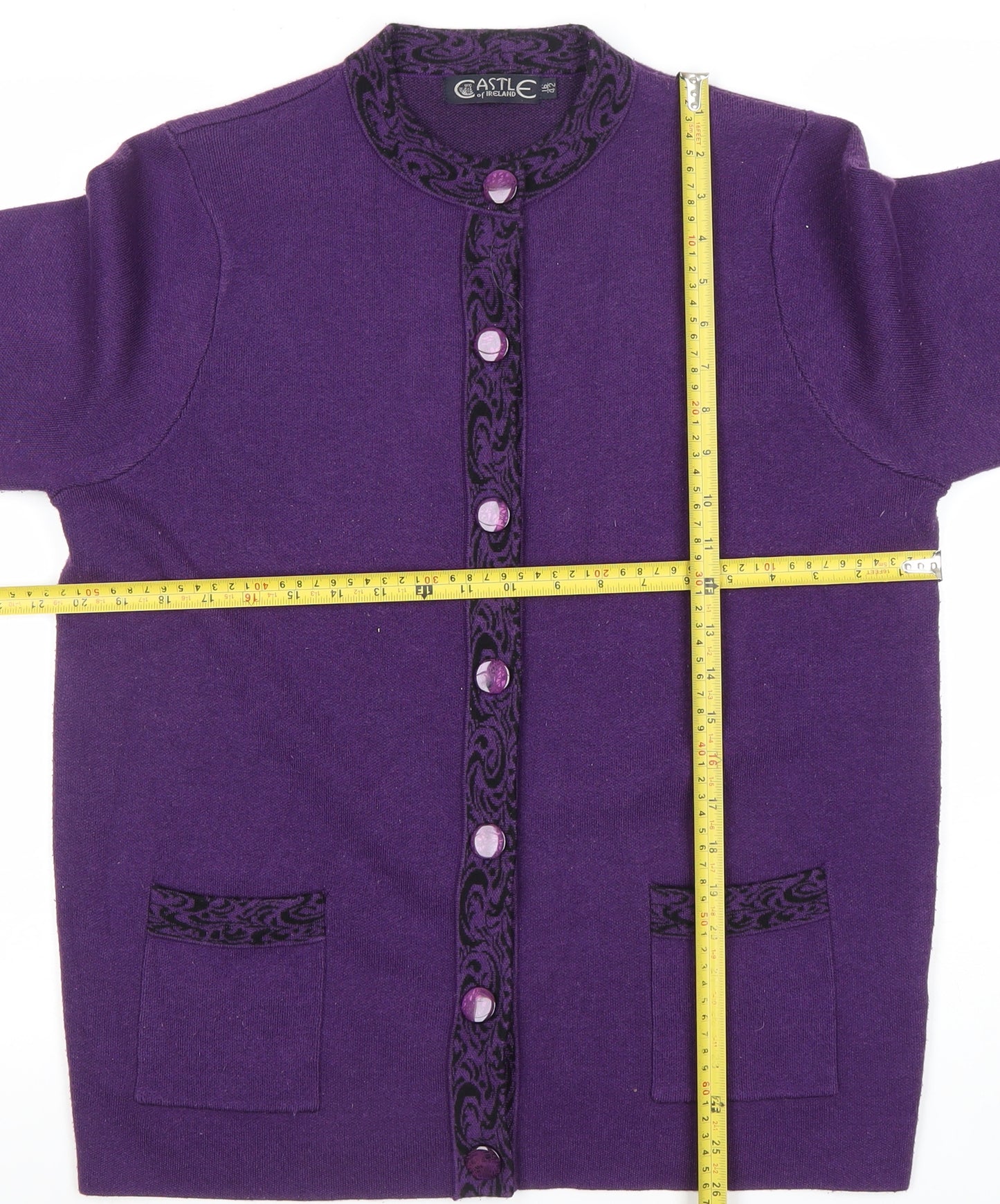 Castle of Ireland Women's Purple Wool Blend Button Cardigan Size L