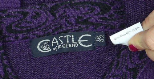 Castle of Ireland Women's Purple Wool Blend Button Cardigan Size L