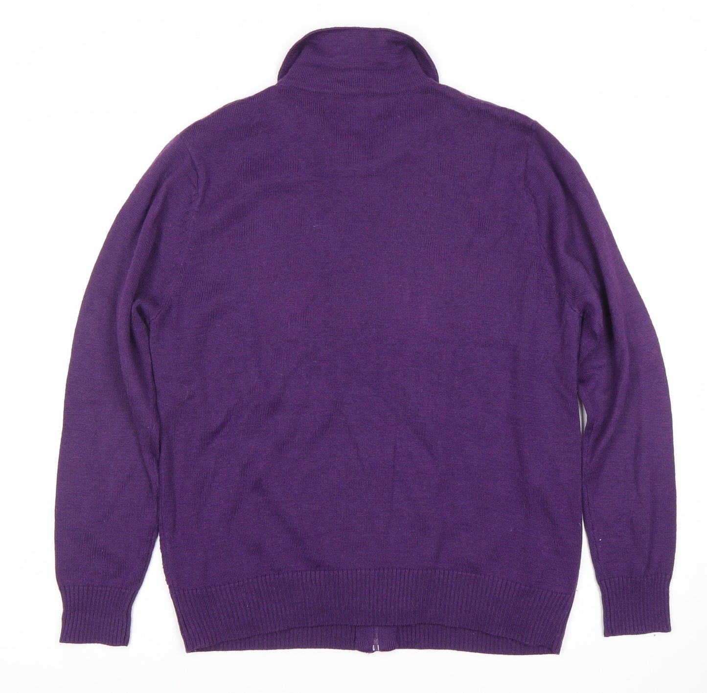 Lady Laura Womens Purple Full Zip Collared Wool Blend Jumper Size 14