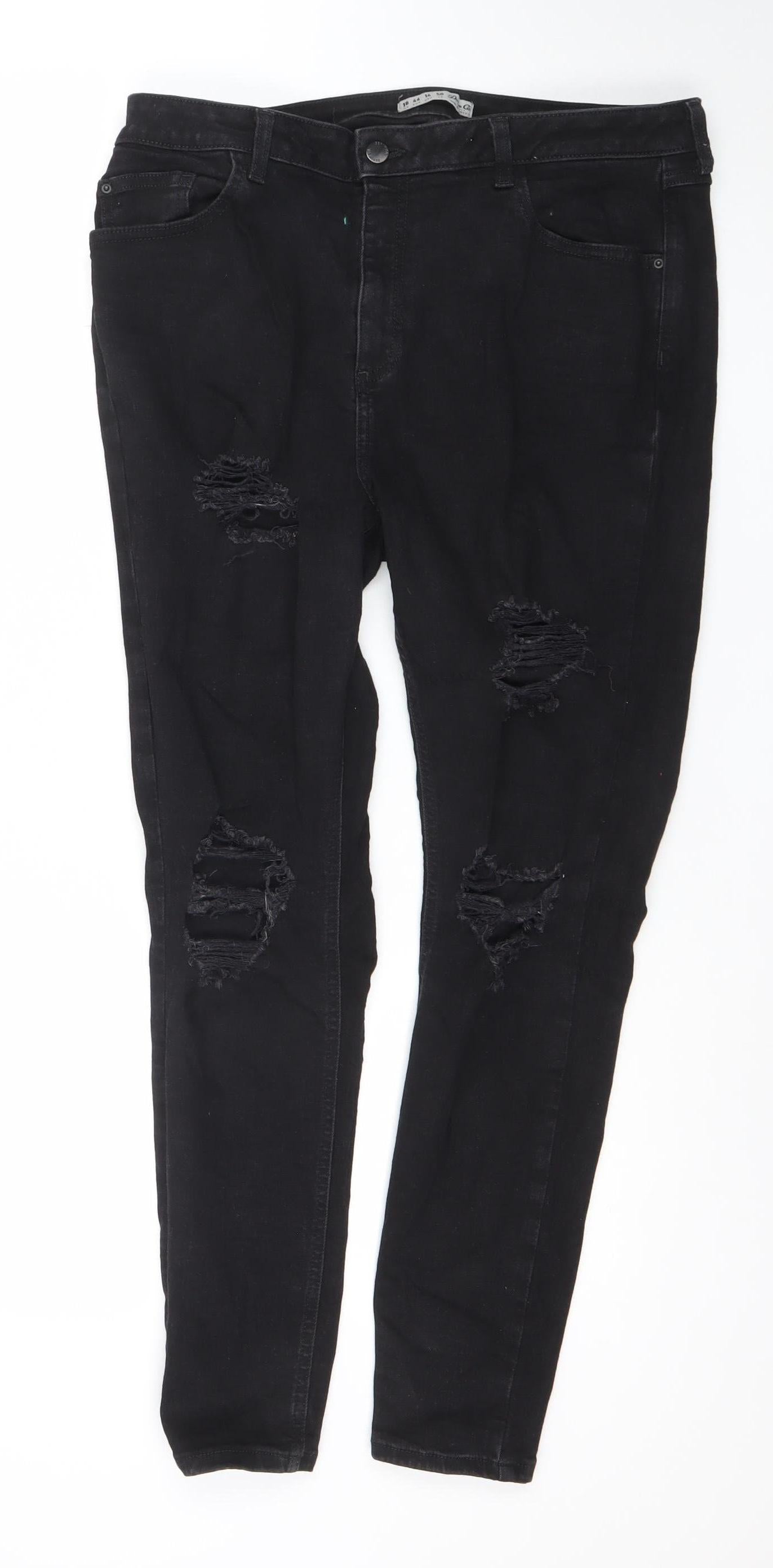 Denim Co. Women's Black Skinny Distressed Jeans Size 18