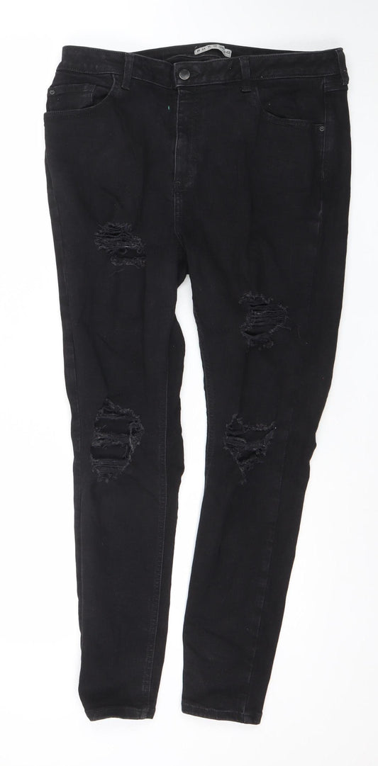 Denim Co. Women's Black Skinny Distressed Jeans Size 18