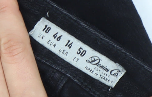 Denim Co. Women's Black Skinny Distressed Jeans Size 18