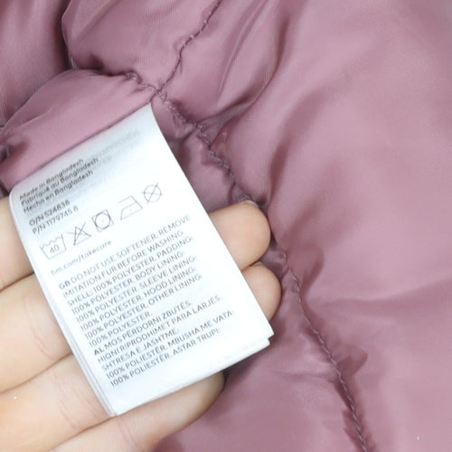 H&M Girls Pink Faux Fur Hooded Padded Parka Coat 3-4 Years