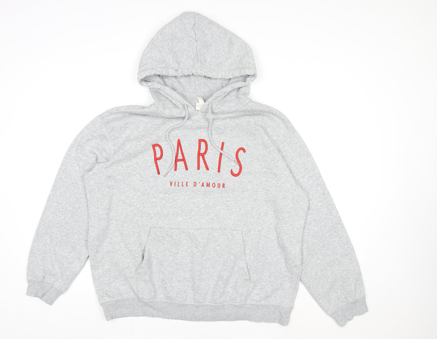 H&M L.O.G.G Women Grey Paris Print Pullover Hoodie Size M