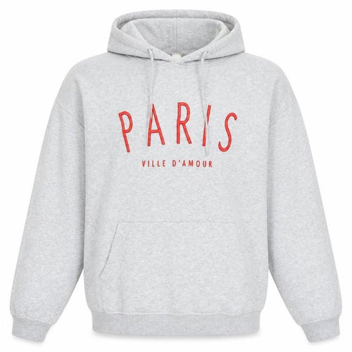 H&M L.O.G.G Women Grey Paris Print Pullover Hoodie Size M