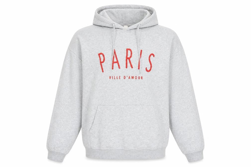 H&M L.O.G.G Women Grey Paris Print Pullover Hoodie Size M