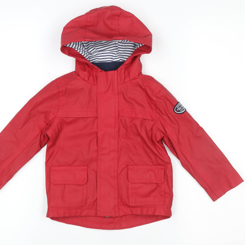 Mini Rebel Unisex Baby Red Hooded Rain Coat Jacket 12-18 Months Water Resistant