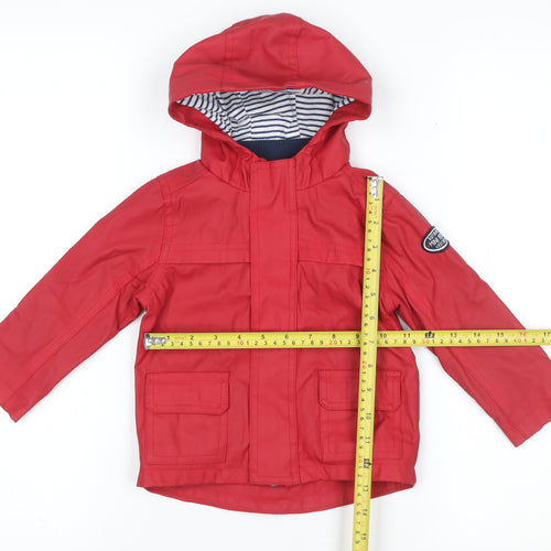 Mini Rebel Unisex Baby Red Hooded Rain Coat Jacket 12-18 Months Water Resistant