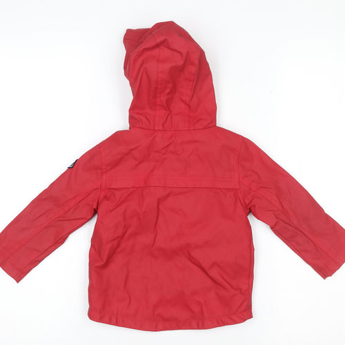 Mini Rebel Unisex Baby Red Hooded Rain Coat Jacket 12-18 Months Water Resistant