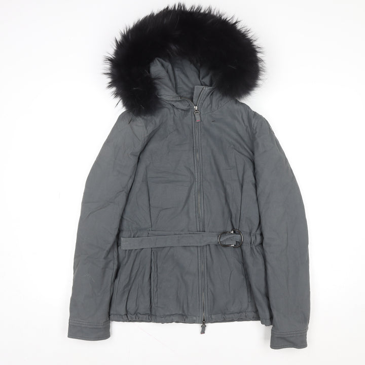 Harmont & Blaine Womens Grey Cotton Belted Parka Jacket Size 12