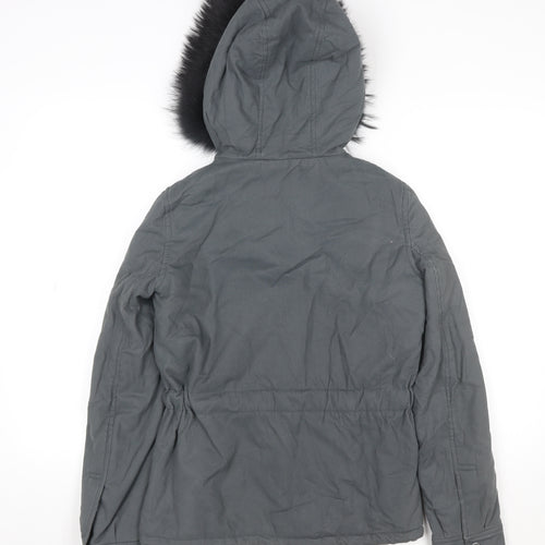 Harmont & Blaine Womens Grey Cotton Belted Parka Jacket Size 12