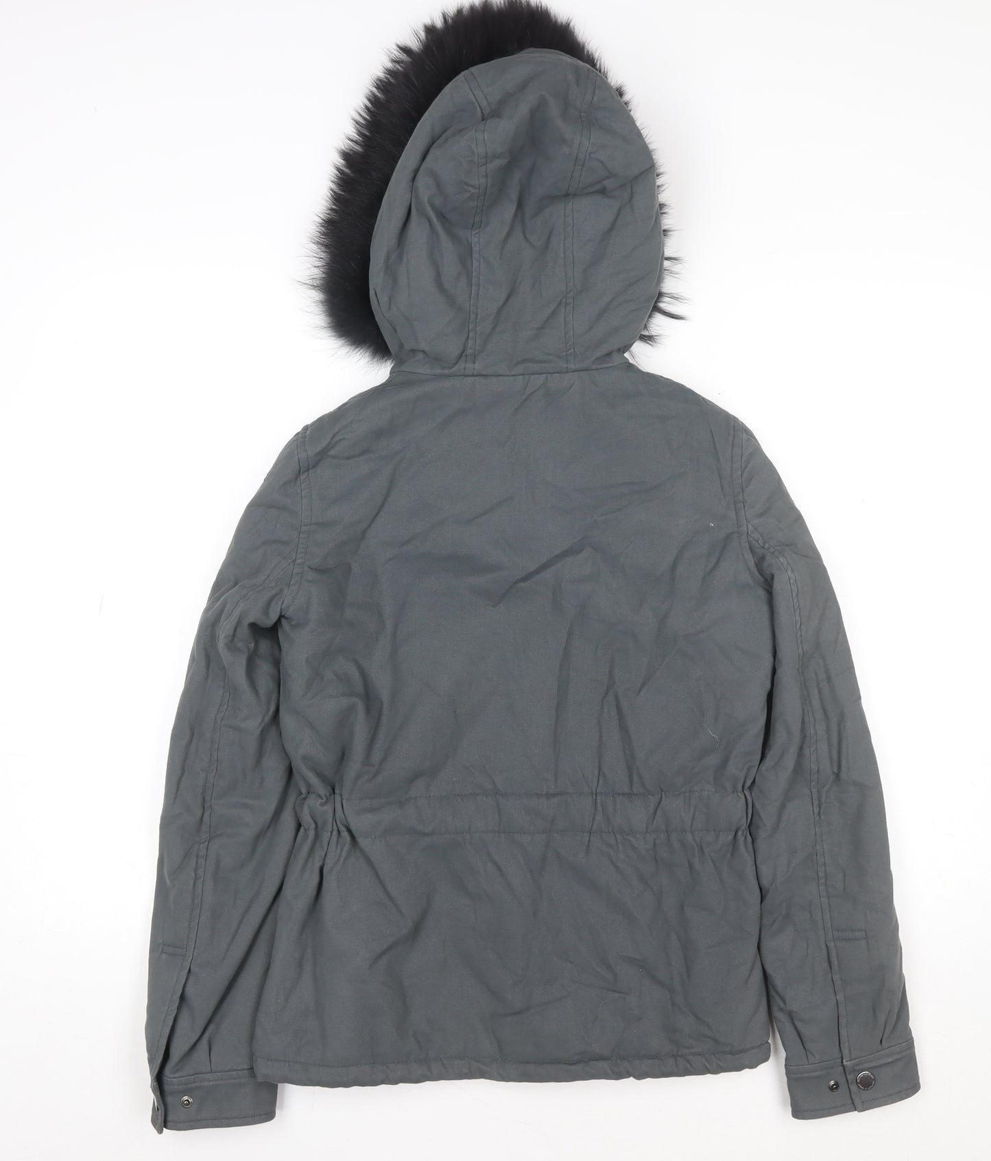 Harmont & Blaine Womens Grey Cotton Belted Parka Jacket Size 12