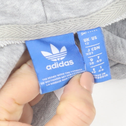 Adidas Women’s Grey Hoodie Size 12 Cotton Blend Pullover Sweatshirt