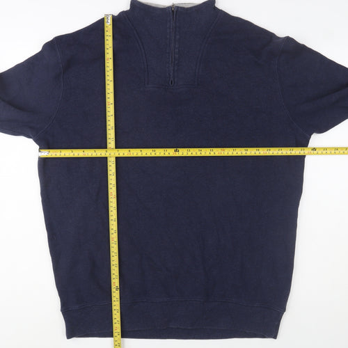 Kirkland Signature Men Blue Cotton 1/4 Zip Jumper XL High Neck