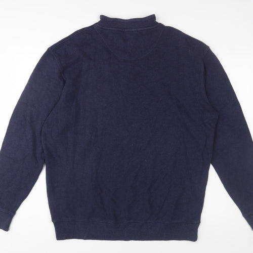 Kirkland Signature Men Blue Cotton 1/4 Zip Jumper XL High Neck