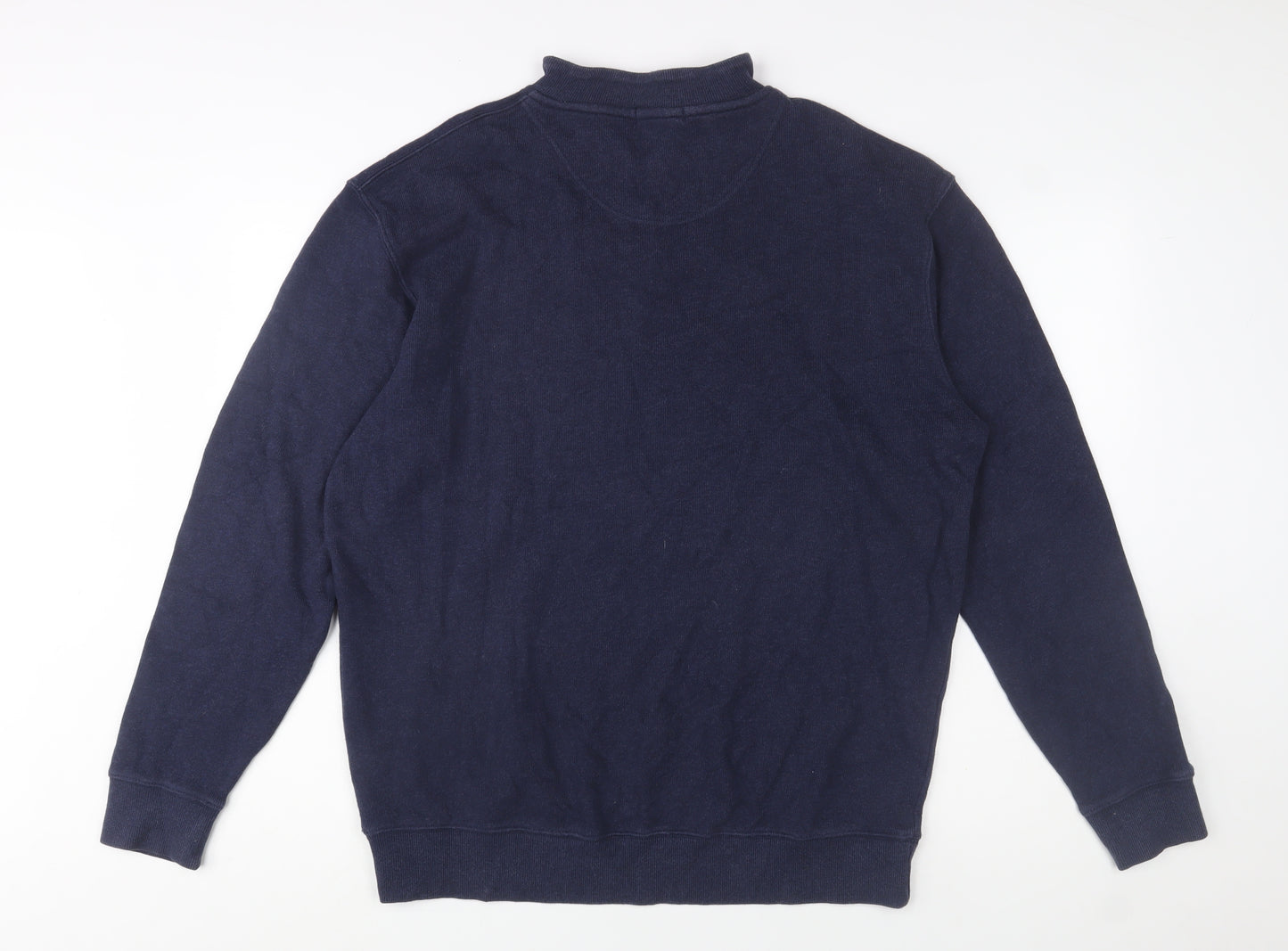 Kirkland Signature Men Blue Cotton 1/4 Zip Jumper XL High Neck