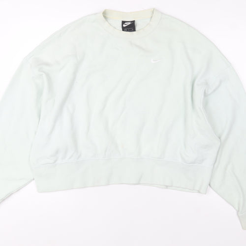 Nike Women's Beige Pullover Sweatshirt Small Logo Crew Neck