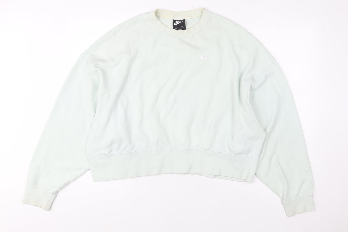 Nike Women's Beige Pullover Sweatshirt Small Logo Crew Neck